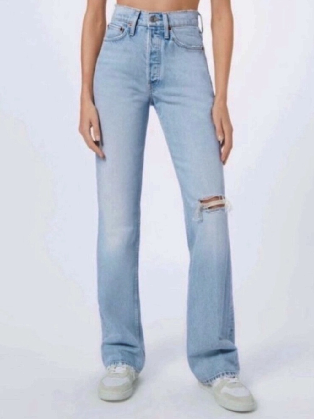 ReDone Jeans Size 24 Light Worn‎ 70s Bootcut Distressed Button Fly Flare Capsule